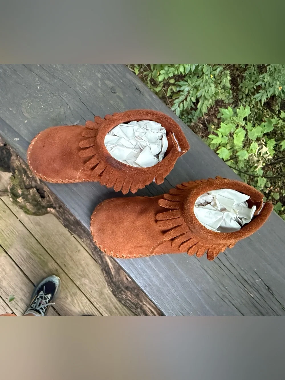Minnetonka Toddler Size 5 Brown Suede Fringe Moccasin Booties
